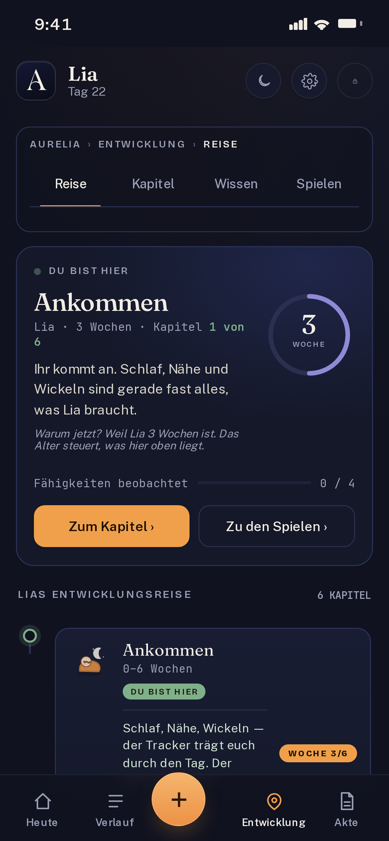 Aurelia Entwicklungsbegleiter: das Kapitel Erwachen der Sinne für die Phase sechs Wochen bis fünf Monate, mit dem was du gerade beobachten kannst und einem kommenden Meilenstein